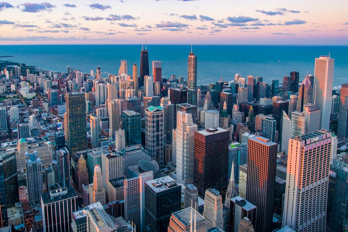 City skyline stretching toward the horizon